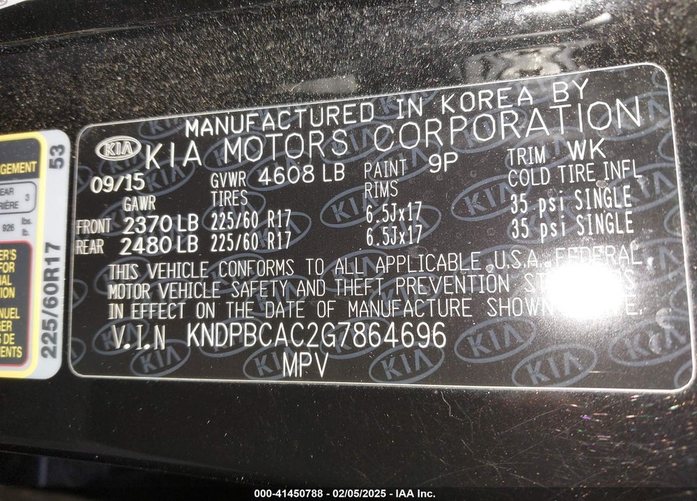 2016 KIA SPORTAGE LX VIN: KNDPBCAC2G7864696