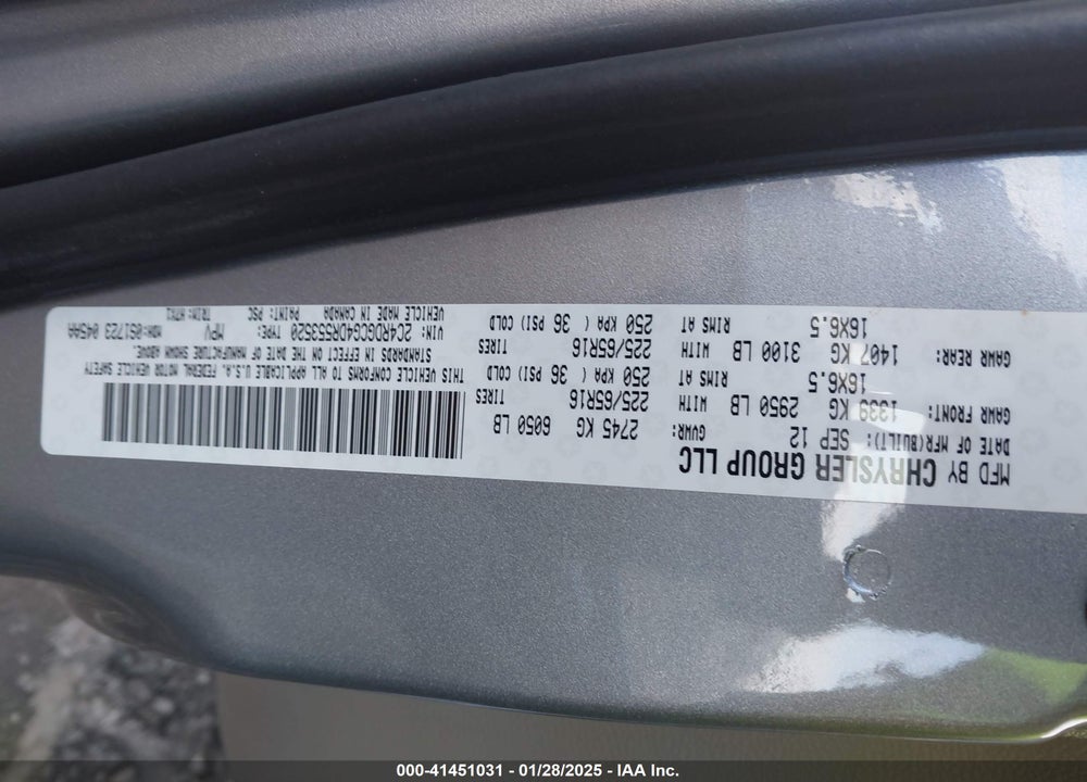 2013 DODGE GRAND CARAVAN VIN: 2C4RDGCG4DR553520