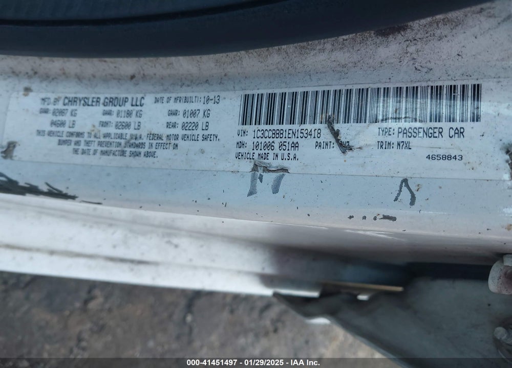 2014 CHRYSLER 200 VIN: 1C3CCBBB1EN153418