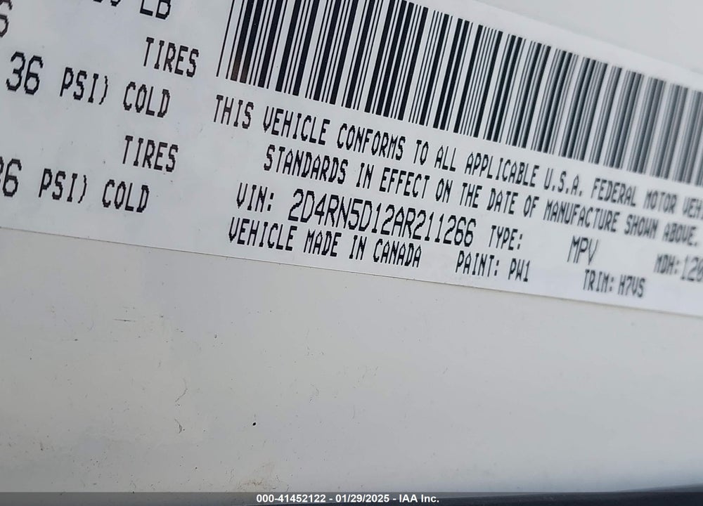 2010 DODGE GRAND CARAVAN SXT VIN: 2D4RN5D12AR211266