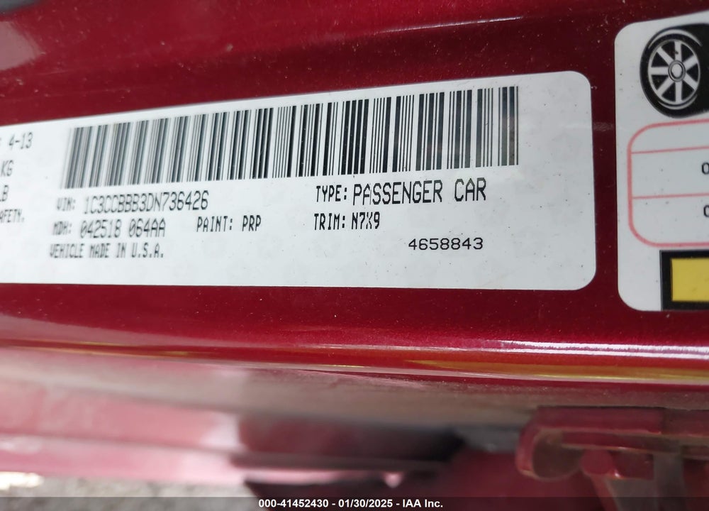 2013 CHRYSLER 200 VIN: 1C3CCBBB3DN736426