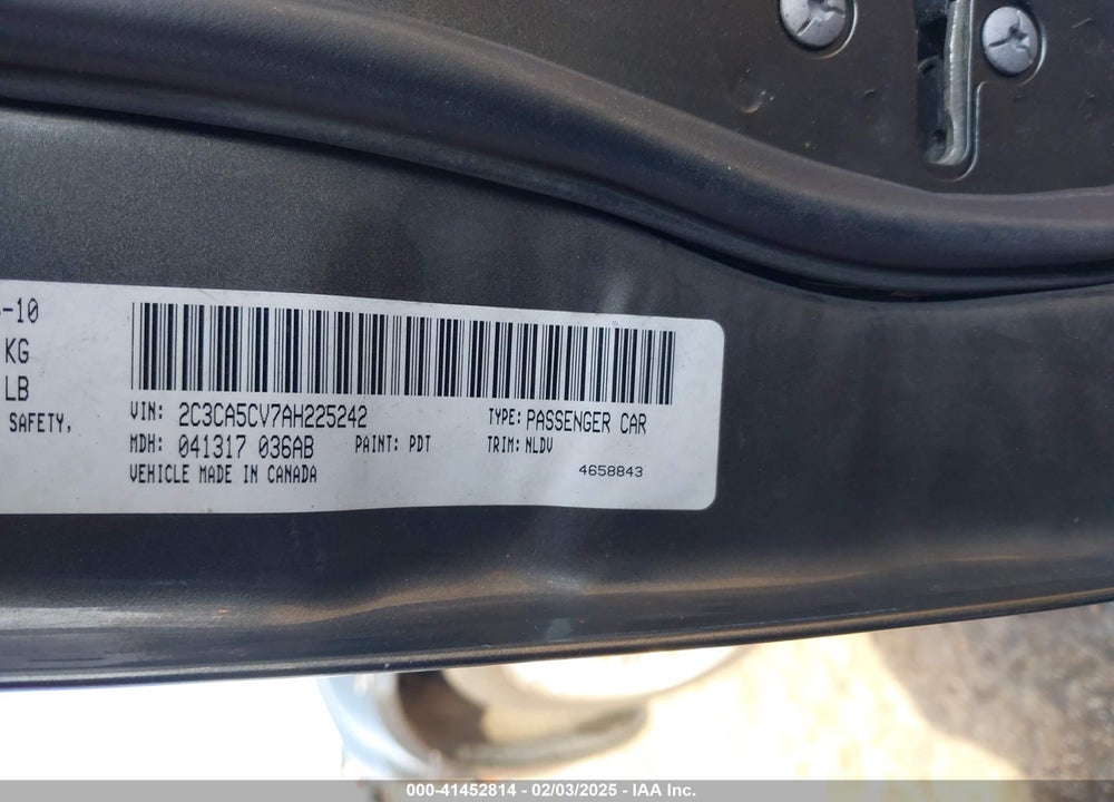 2010 CHRYSLER 300 TOURING/SIGNATURE SERIES/EXECUTIVE SERIES VIN: 2C3CA5CV7AH225242