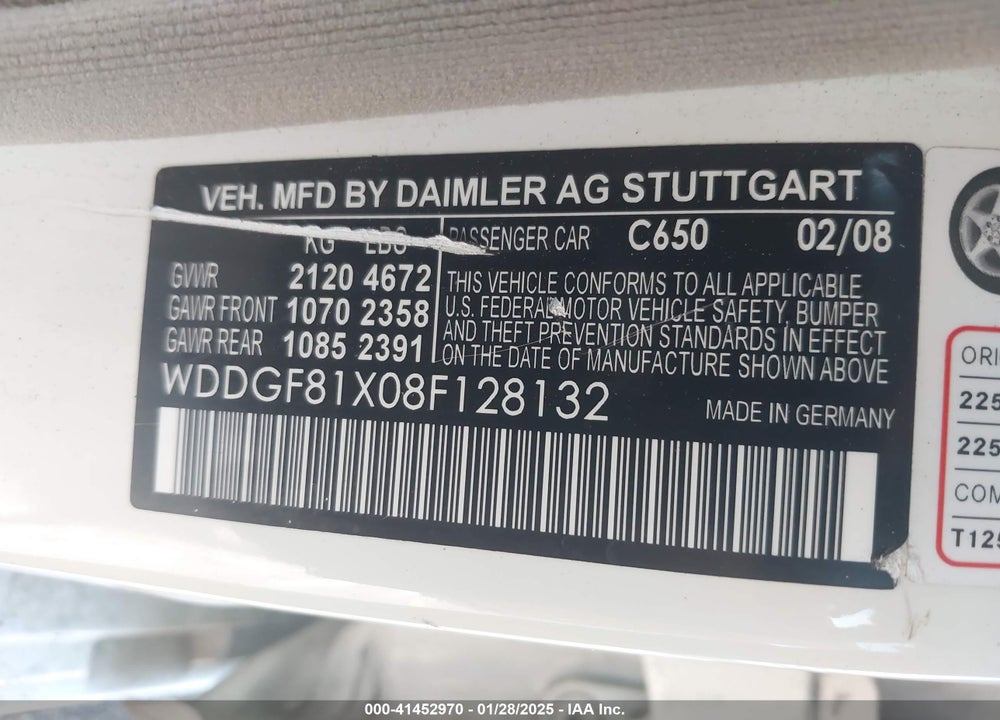 2008 MERCEDES-BENZ C 300 LUXURY 4MATIC/SPORT 4MATIC VIN: WDDGF81X08F128132