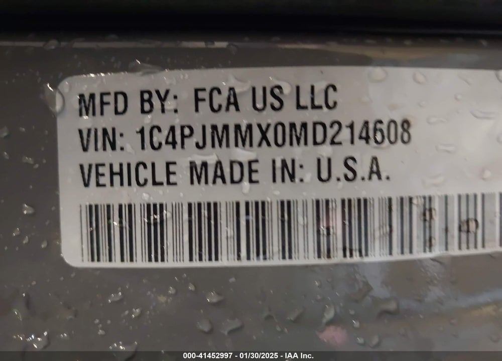 2021 JEEP CHEROKEE LATITUDE LUX 4X4 VIN: 1C4PJMMX0MD214608