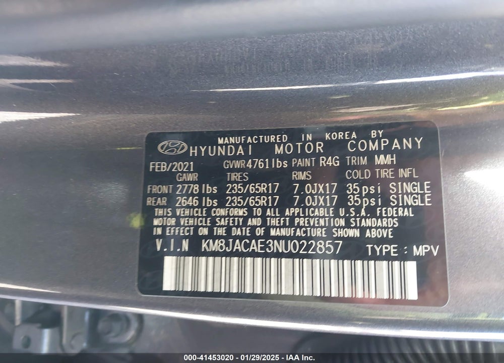2022 HYUNDAI TUCSON SE VIN: KM8JACAE3NU022857