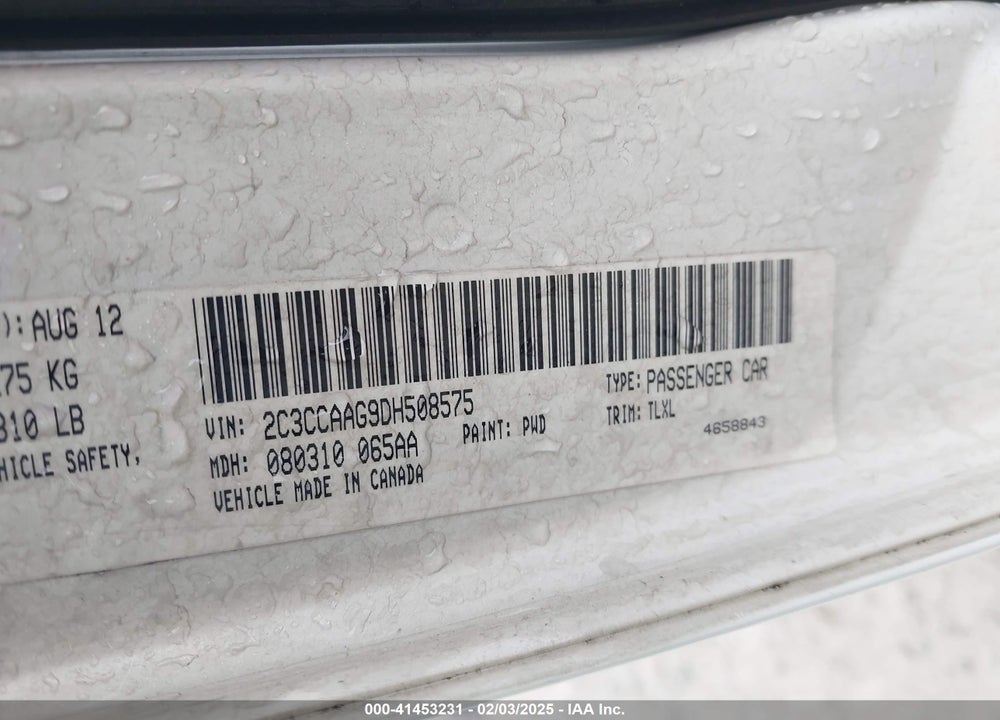 2013 CHRYSLER 300 VIN: 2C3CCAAG9DH508575