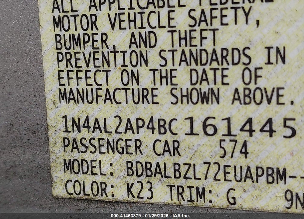 2011 NISSAN ALTIMA 2.5 S VIN: 1N4AL2AP4BC161445