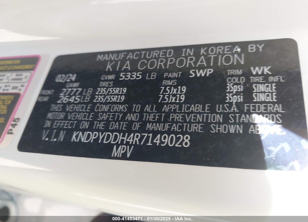 2024 KIA SPORTAGE PLUG-IN HYBRID X-LINE VIN: KNDPYDDH4R7149028