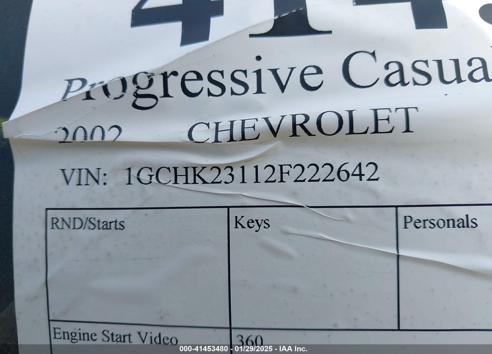 2002 CHEVROLET SILVERADO 2500HD LS VIN: 1GCHK23112F222642
