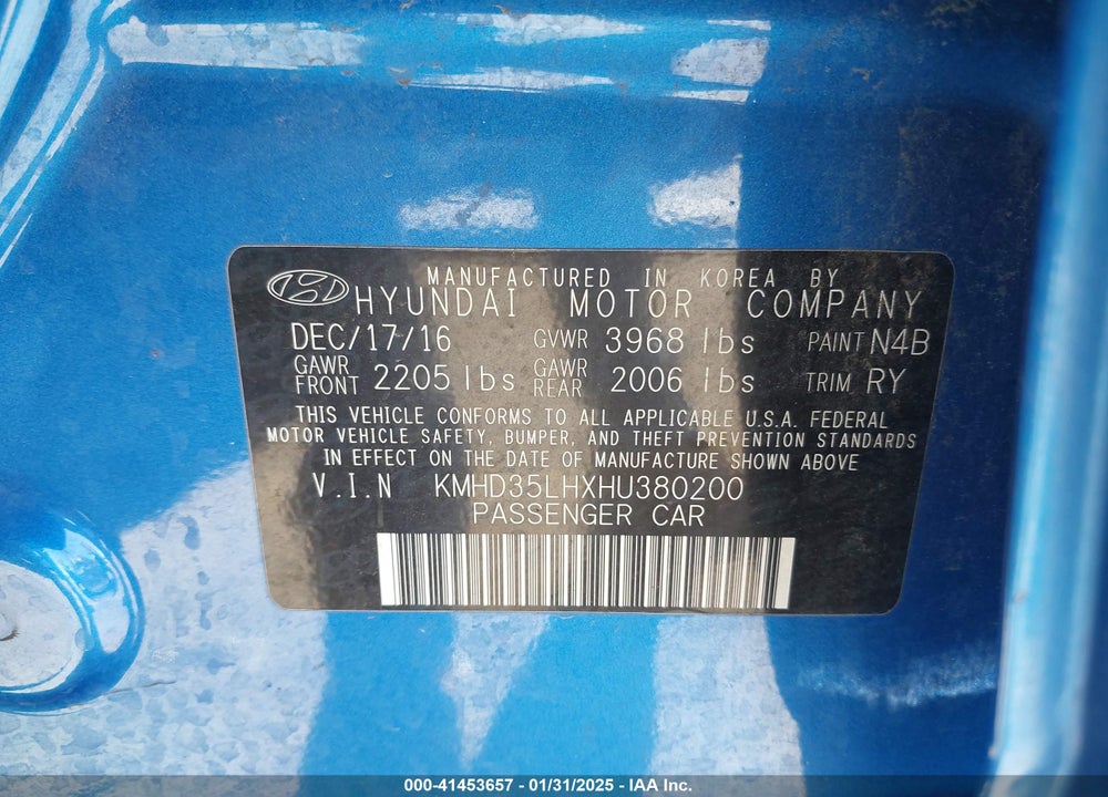 2017 HYUNDAI ELANTRA GT VIN: KMHD35LHXHU380200