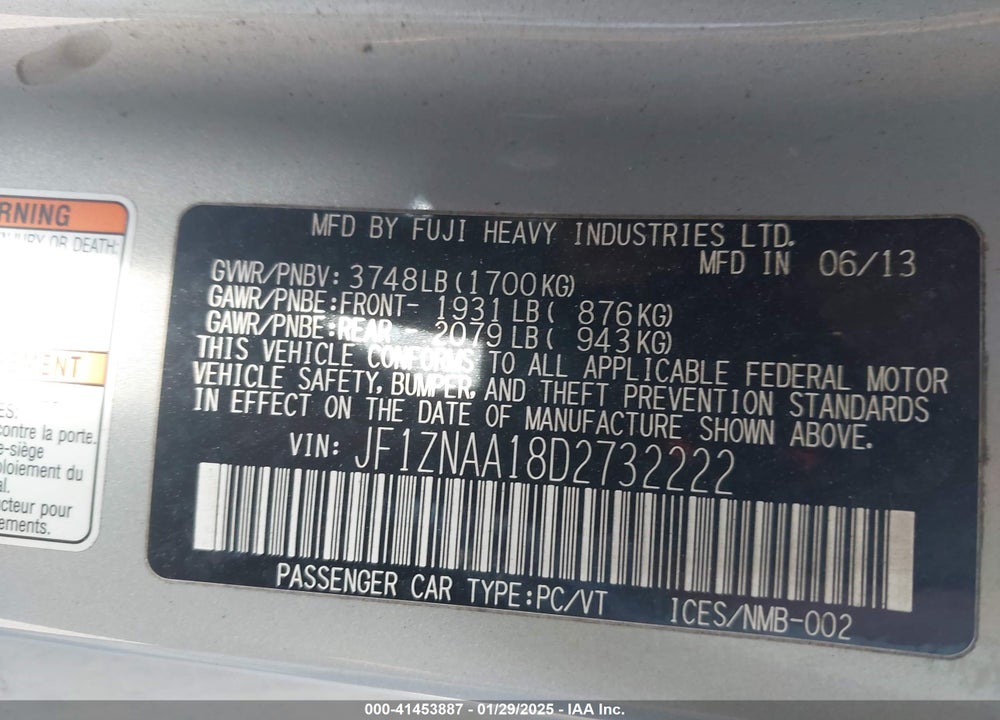 2013 SCION FR-S VIN: JF1ZNAA18D2732222