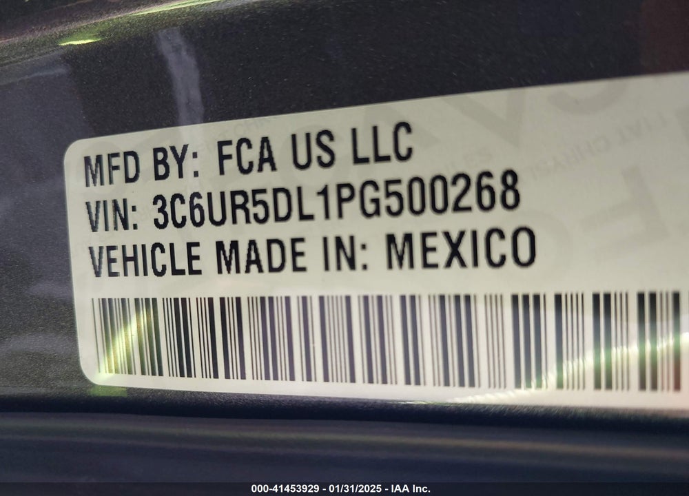 2023 RAM 2500 VIN: 3C6UR5DL1PG500268