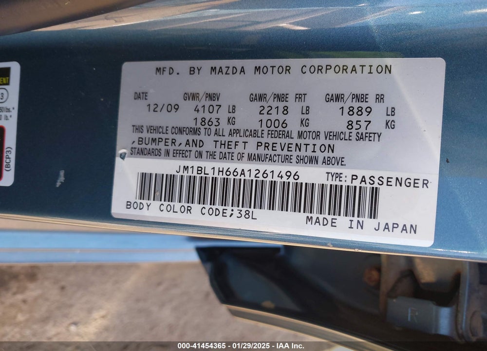 2010 MAZDA 3 S SPORT VIN: JM1BL1H66A1261496