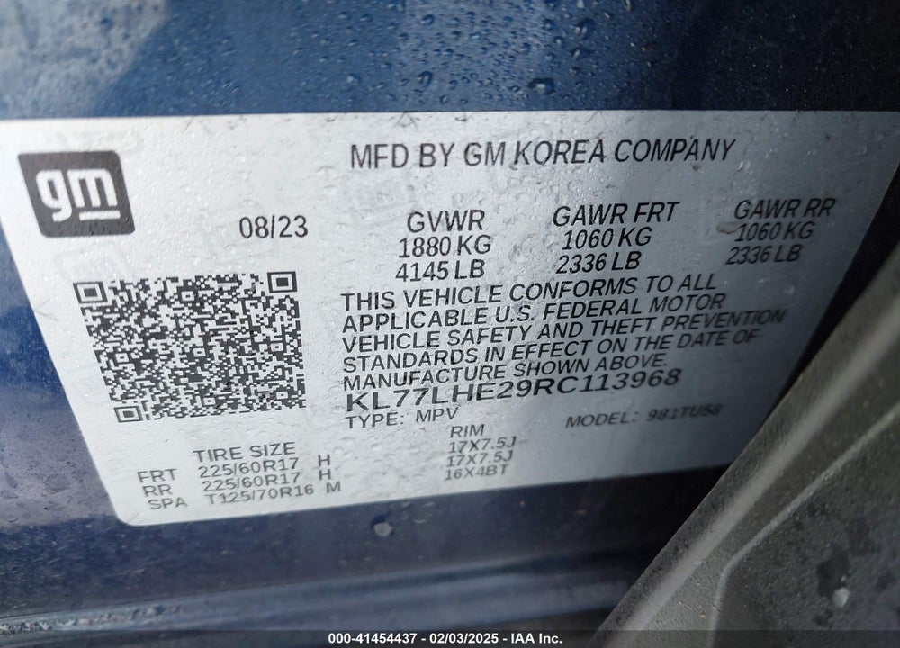 2024 CHEVROLET TRAX VIN: KL77LHE29RC113968