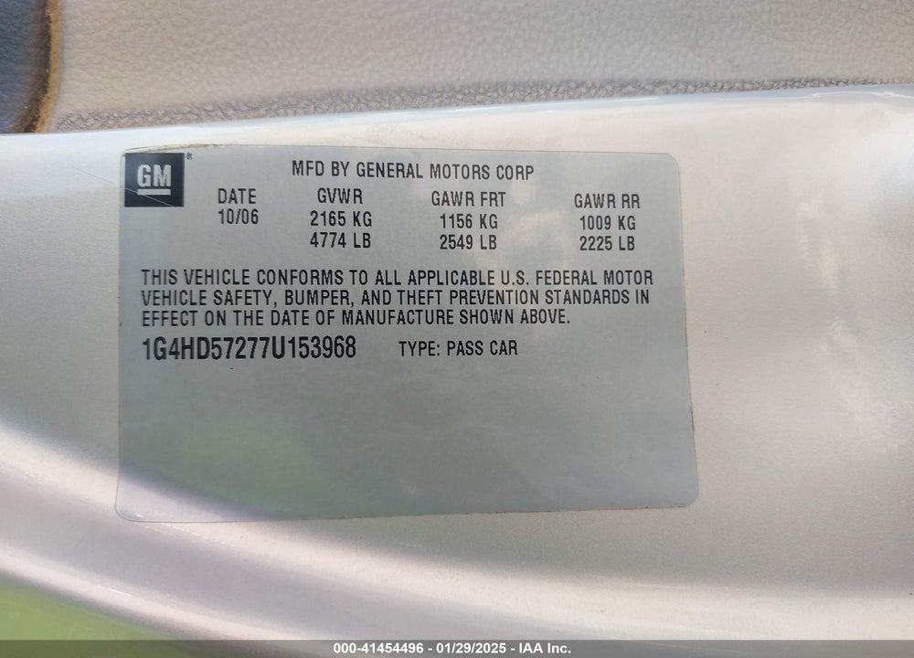 2007 BUICK LUCERNE CXL VIN: 1G4HD57277U153968
