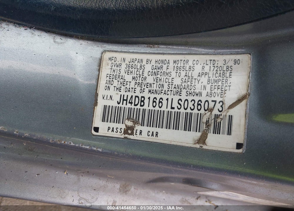 1990 ACURA INTEGRA GS VIN: JH4DB1661LS036073