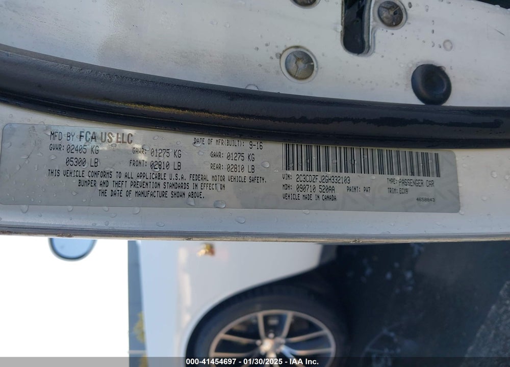 2016 DODGE CHALLENGER VIN: 2C3CDZFJ2GH332103
