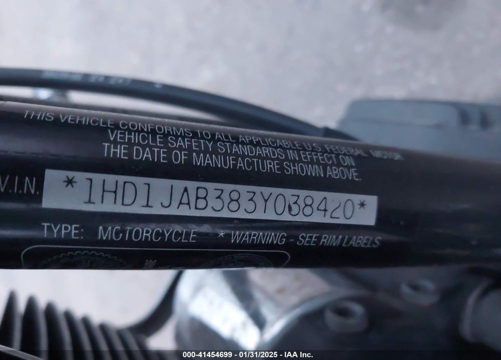 2003 HARLEY-DAVIDSON FXSTBI VIN: 1HD1JAB383Y038420