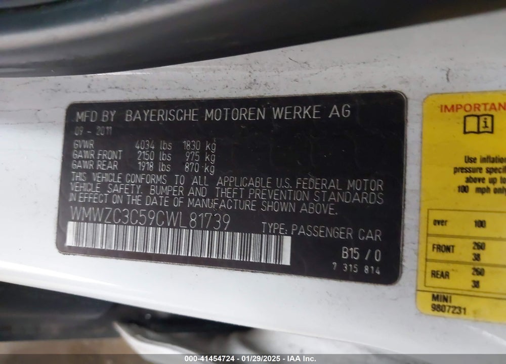 2012 MINI COOPER S COUNTRYMAN VIN: WMWZC3C59CWL81739