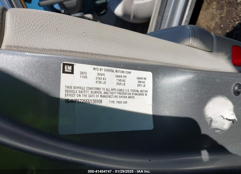 2006 BUICK LUCERNE CX VIN: 1G4HP57266U136908