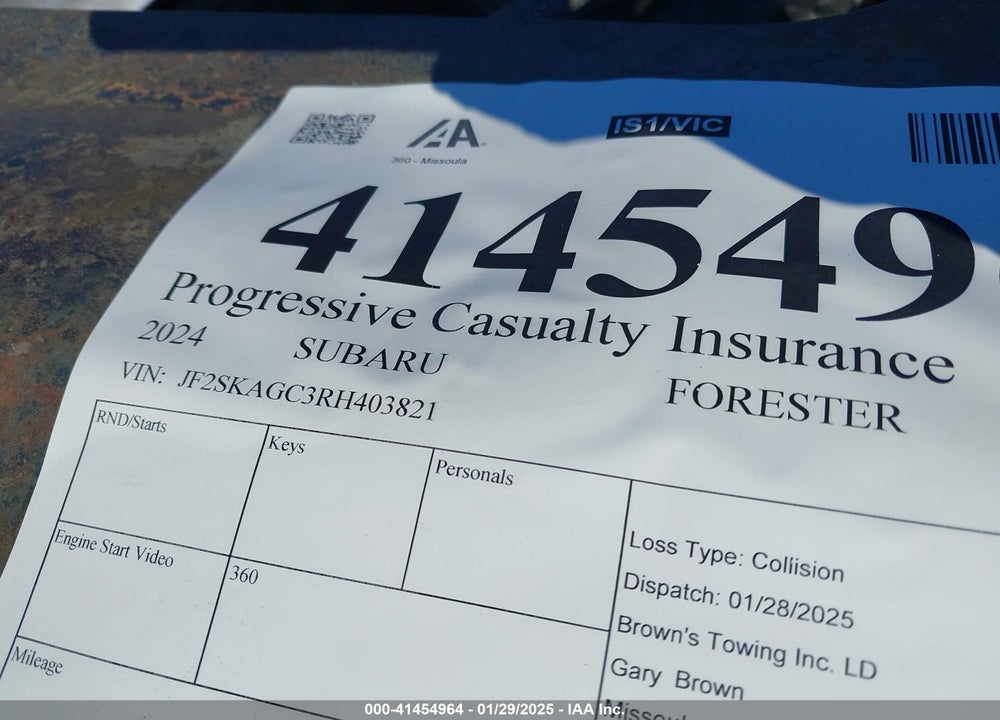 2024 SUBARU FORESTER VIN: JF2SKAGC3RH403821