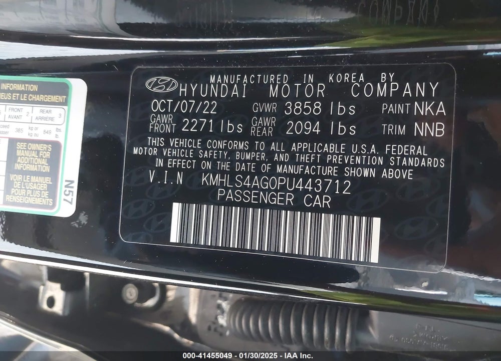 2023 HYUNDAI ELANTRA VIN: KMHLS4AG0PU443712