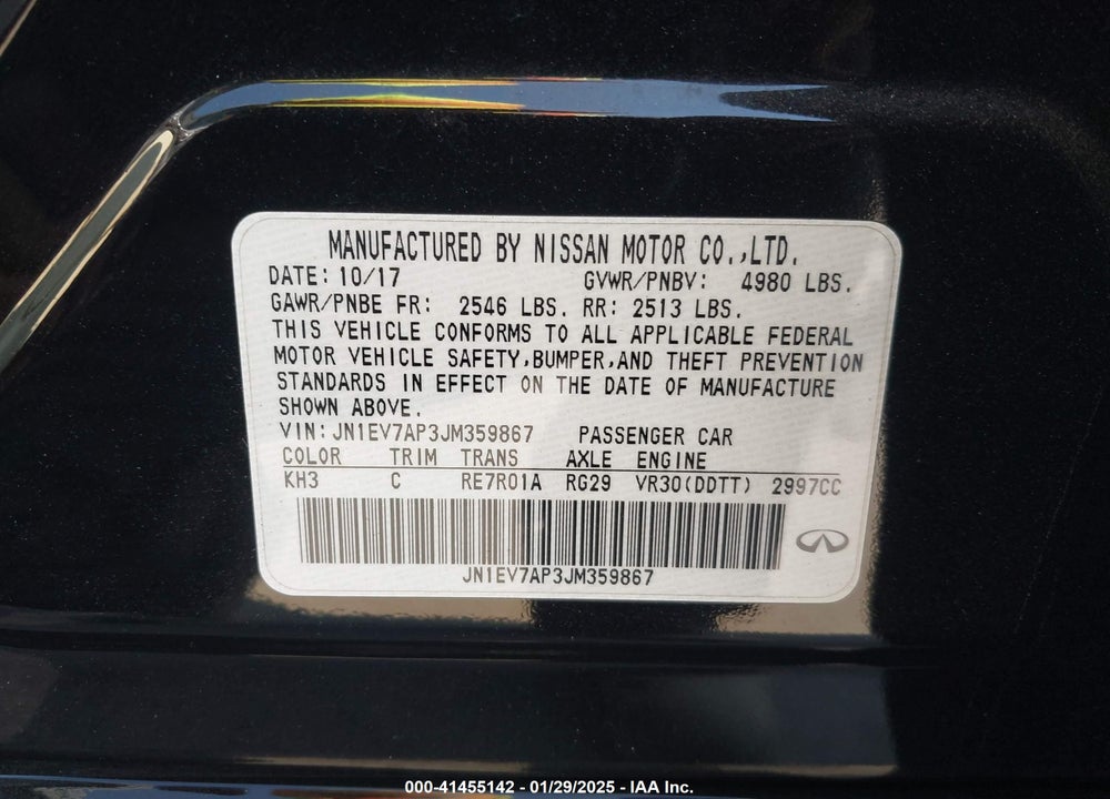 2018 INFINITI Q50 VIN: JN1EV7AP3JM359867