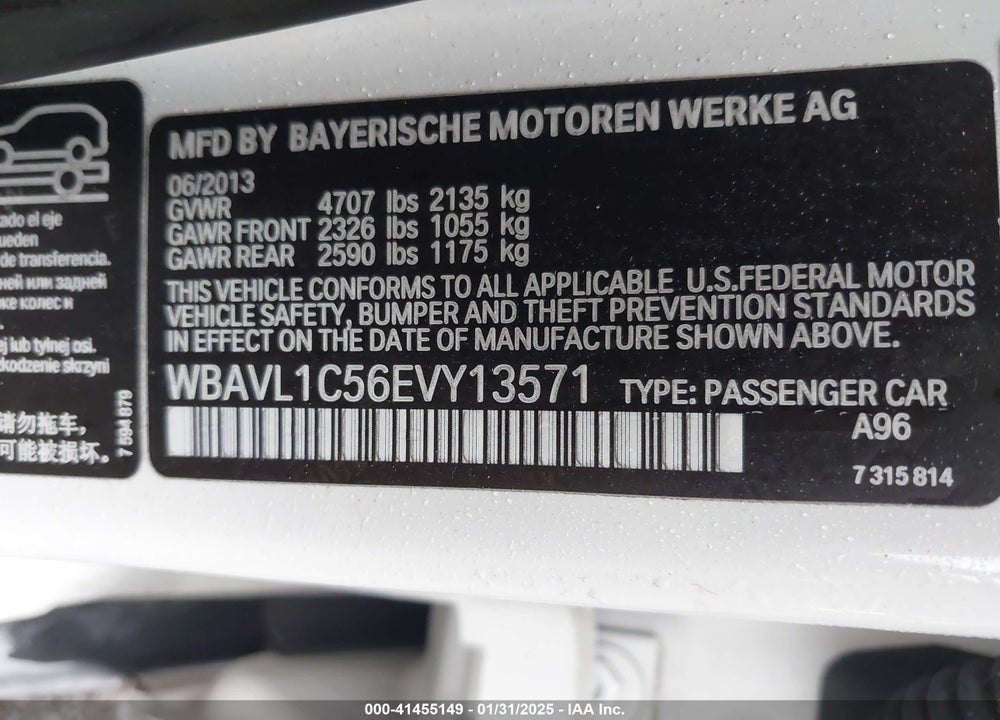 2014 BMW X1 XDRIVE28I VIN: WBAVL1C56EVY13571