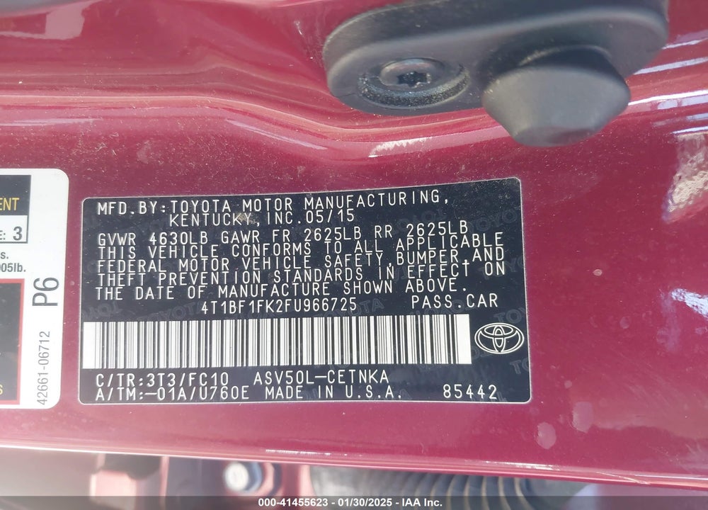 2015 TOYOTA CAMRY VIN: 4T1BF1FK2FU966725