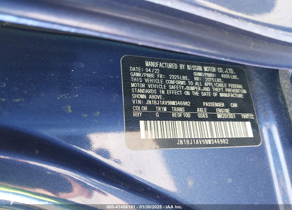 2022 NISSAN ROGUE SPORT VIN: JN1BJ1AV9NW346982