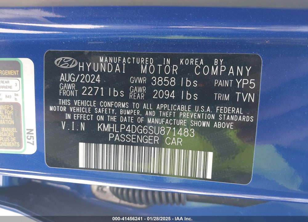 2025 HYUNDAI ELANTRA LIMITED VIN: KMHLP4DG6SU871483