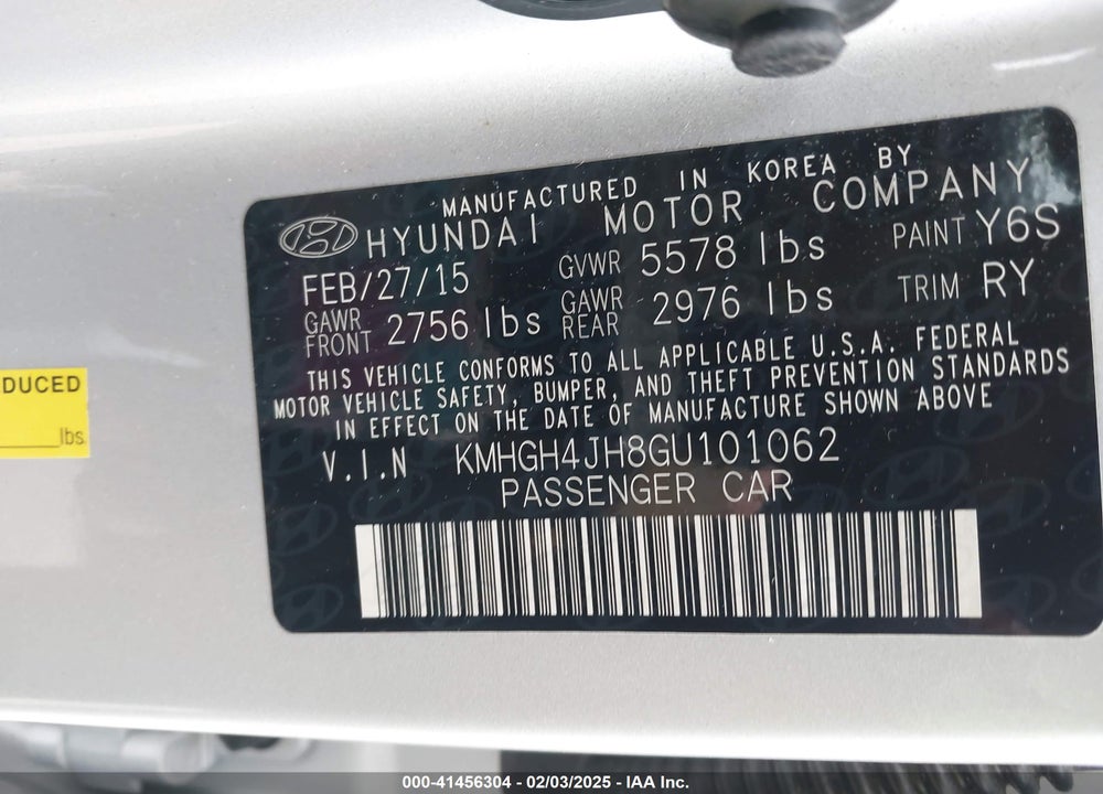 2016 HYUNDAI EQUUS ULTIMATE VIN: KMHGH4JH8GU101062