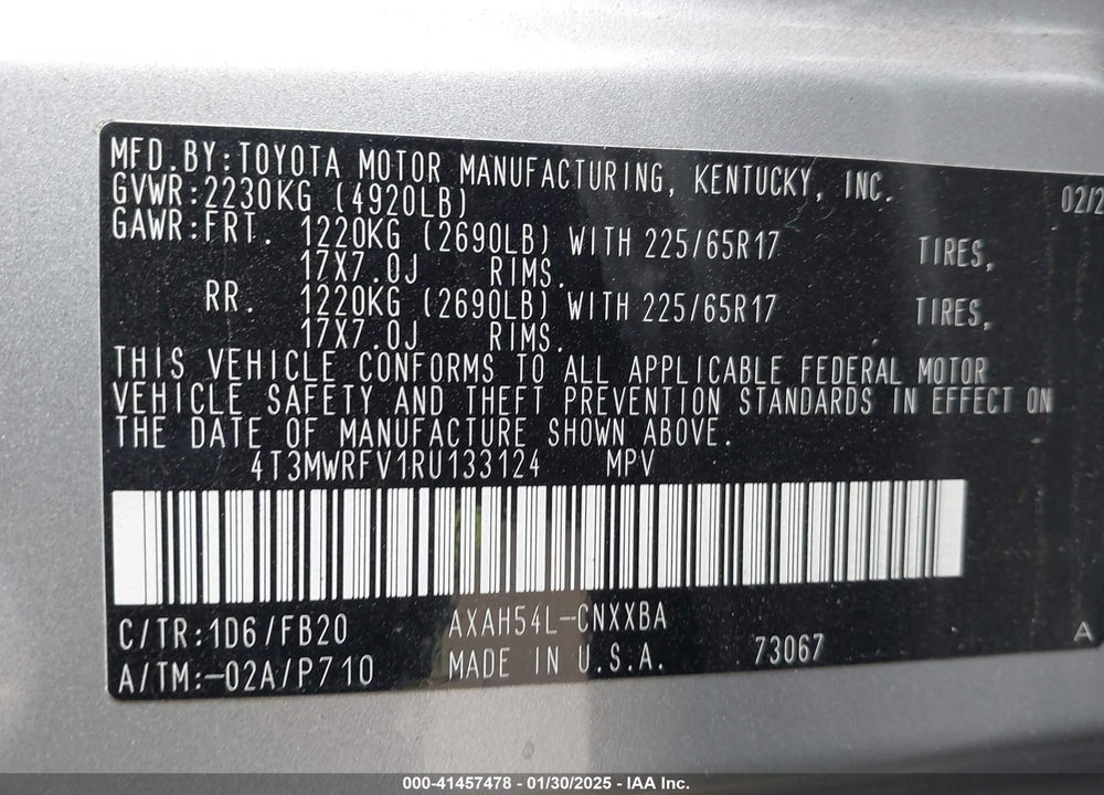 2024 TOYOTA RAV4 HYBRID LE VIN: 4T3MWRFV1RU133124