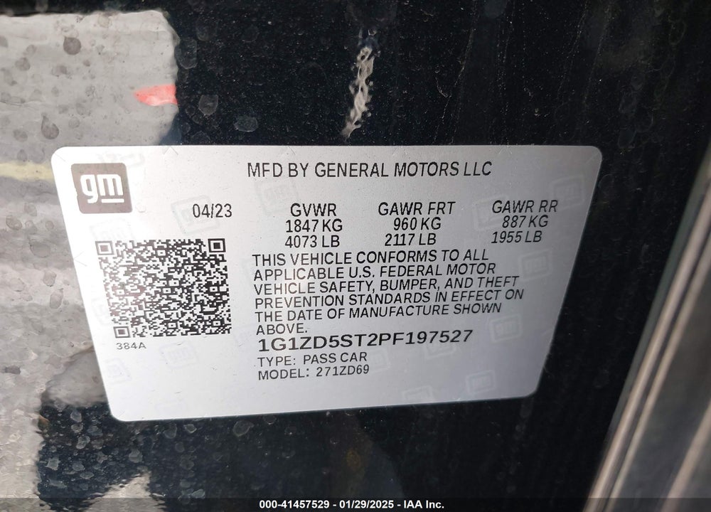 2023 CHEVROLET MALIBU FWD 1LT VIN: 1G1ZD5ST2PF197527