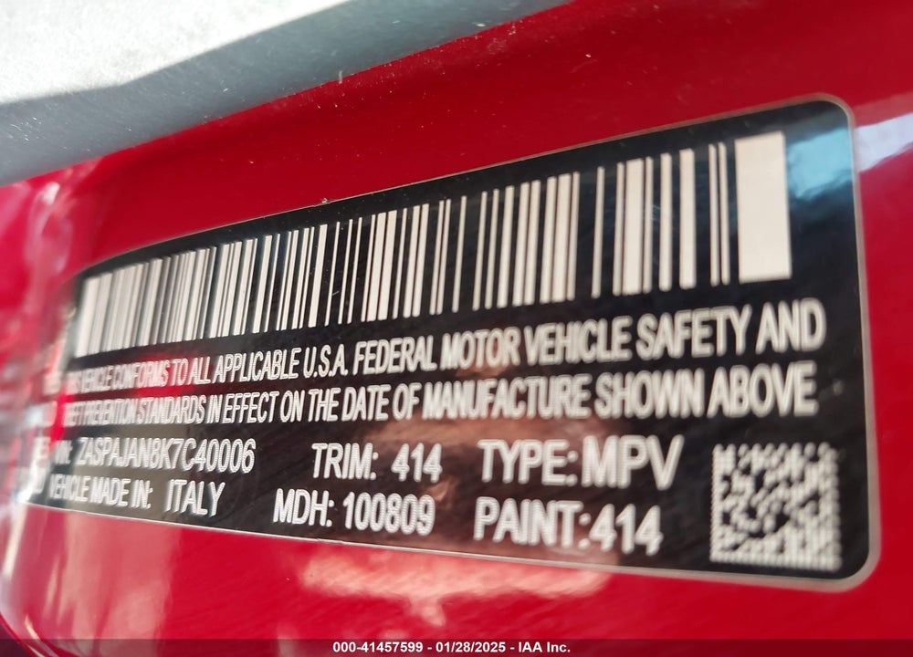 2019 ALFA ROMEO STELVIO SPORT RWD VIN: ZASPAJAN8K7C40006