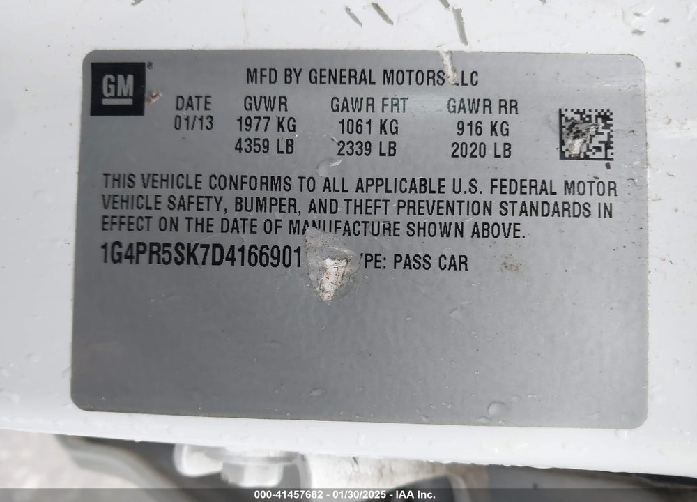 2013 BUICK VERANO CONVENIENCE GROUP VIN: 1G4PR5SK7D4166901