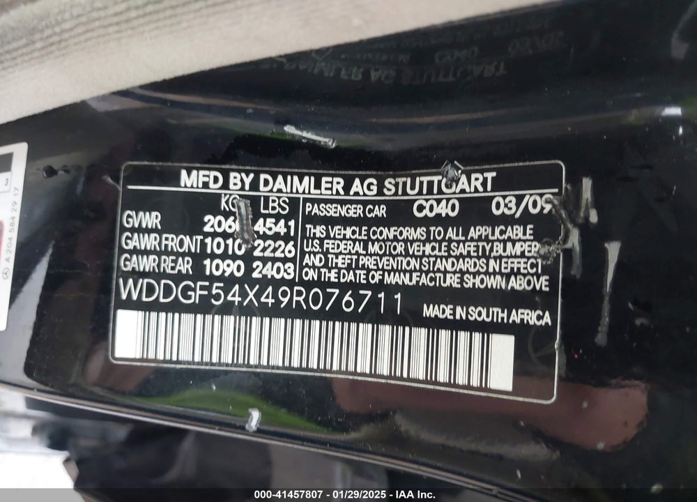 2009 MERCEDES-BENZ C 300 LUXURY/SPORT VIN: WDDGF54X49R076711