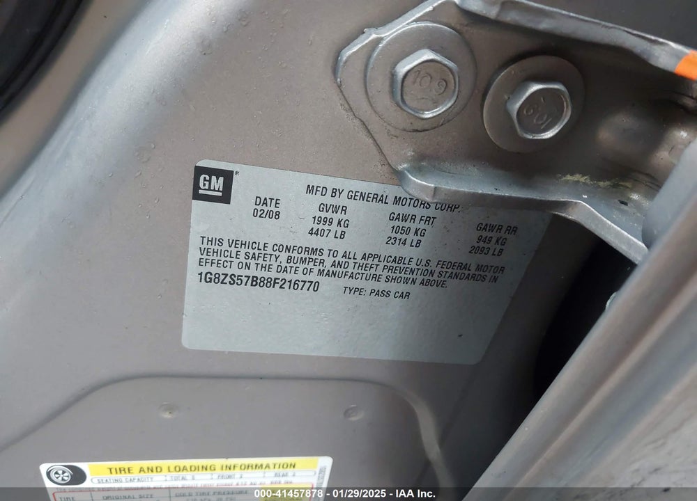 2008 SATURN AURA XE VIN: 1G8ZS57B88F216770