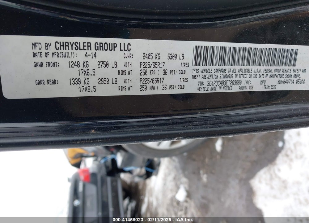 2014 DODGE JOURNEY AMERICAN VALUE PKG VIN: 3C4PDCAB3ET263680