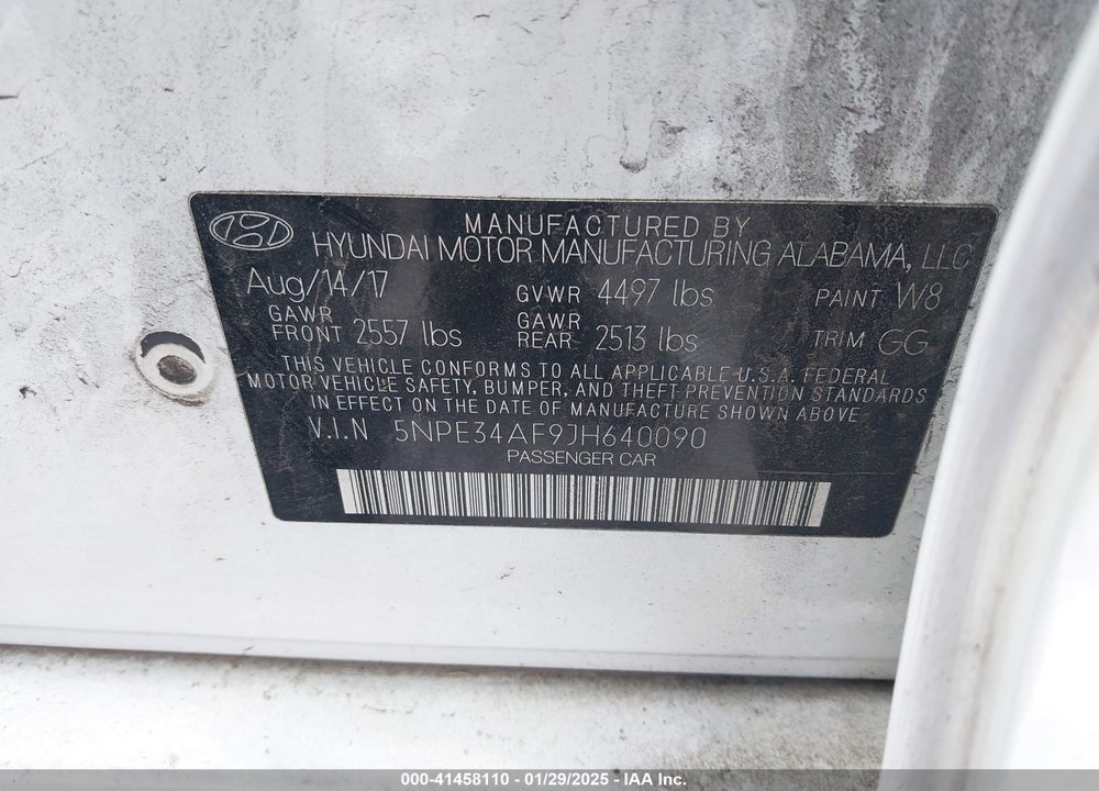2018 HYUNDAI SONATA LIMITED VIN: 5NPE34AF9JH640090
