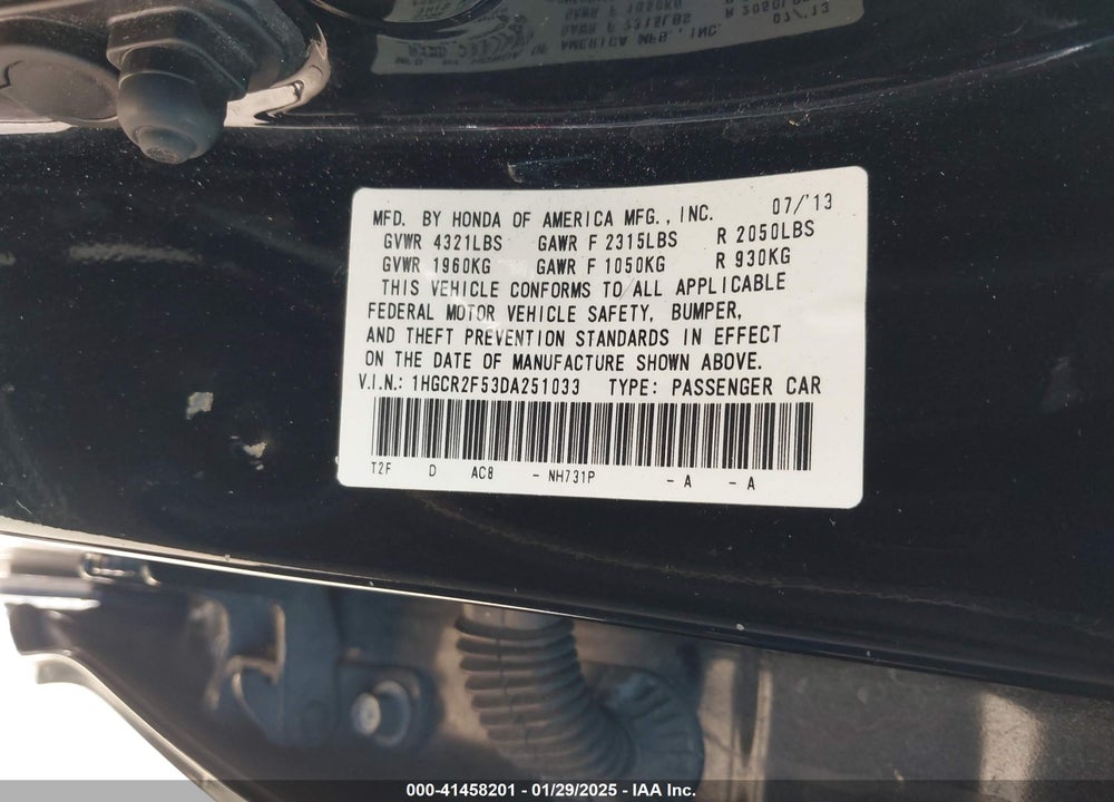 2013 HONDA ACCORD SPORT VIN: 1HGCR2F53DA251033