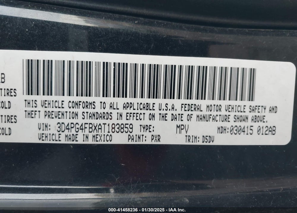 2010 DODGE JOURNEY SE VIN: 3D4PG4FBXAT183859