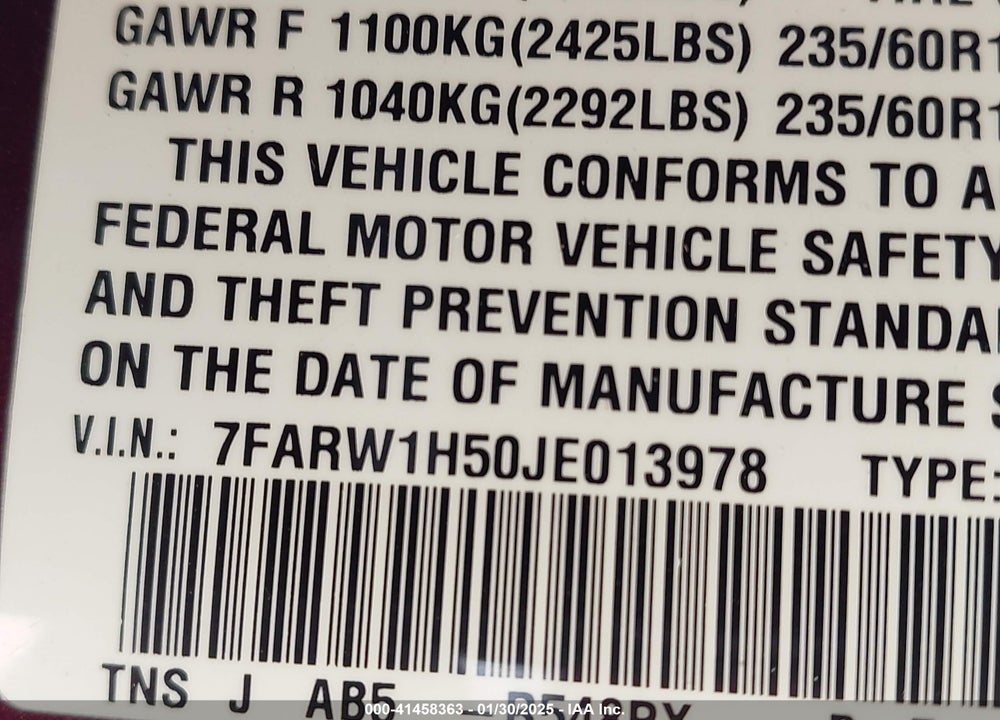 2018 HONDA CR-V EX VIN: 7FARW1H50JE013978