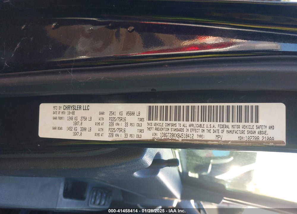 2009 NITRO DODGE  SE VIN: 1D8GT28KX9W518412