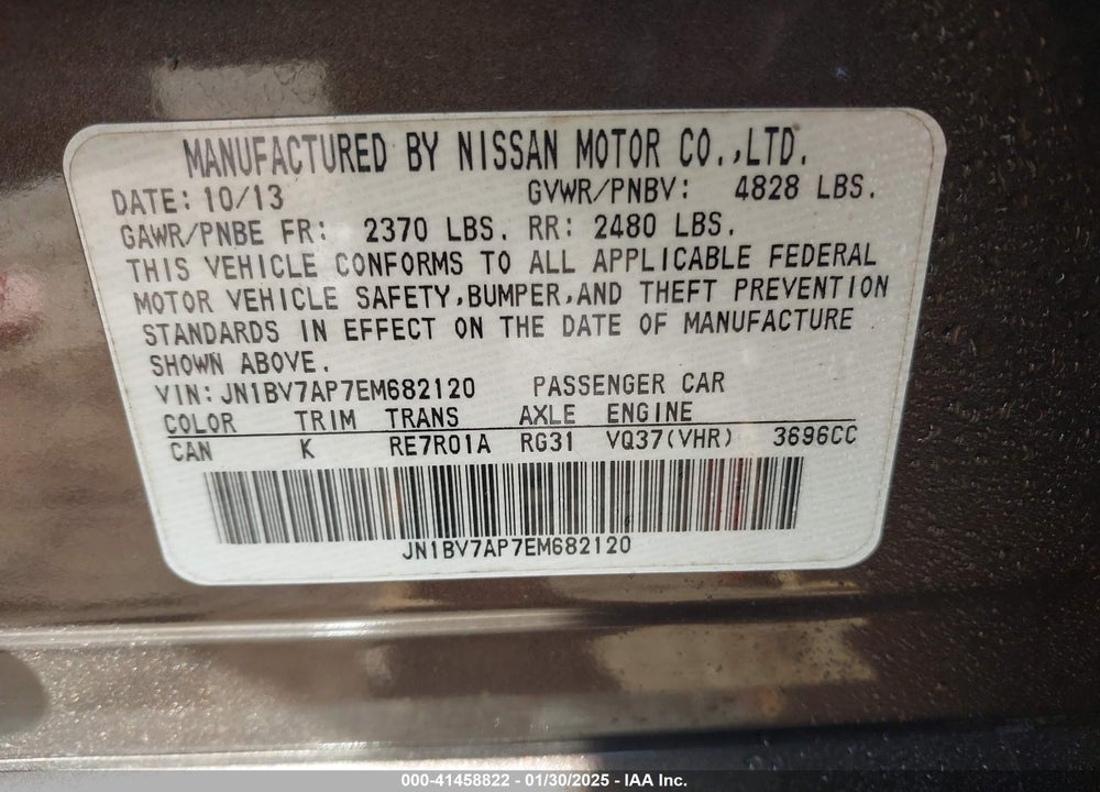 2014 INFINITI Q50 VIN: JN1BV7AP7EM682120