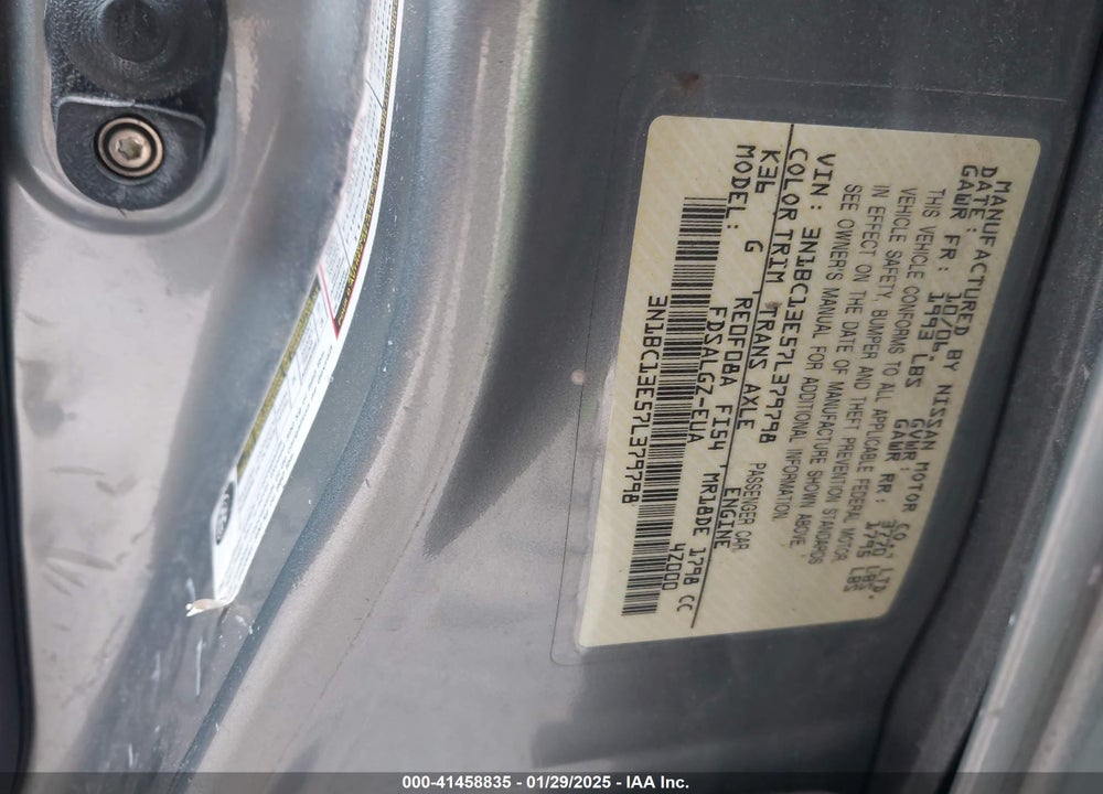 2007 NISSAN VERSA 1.8SL VIN: 3N1BC13E57L379798