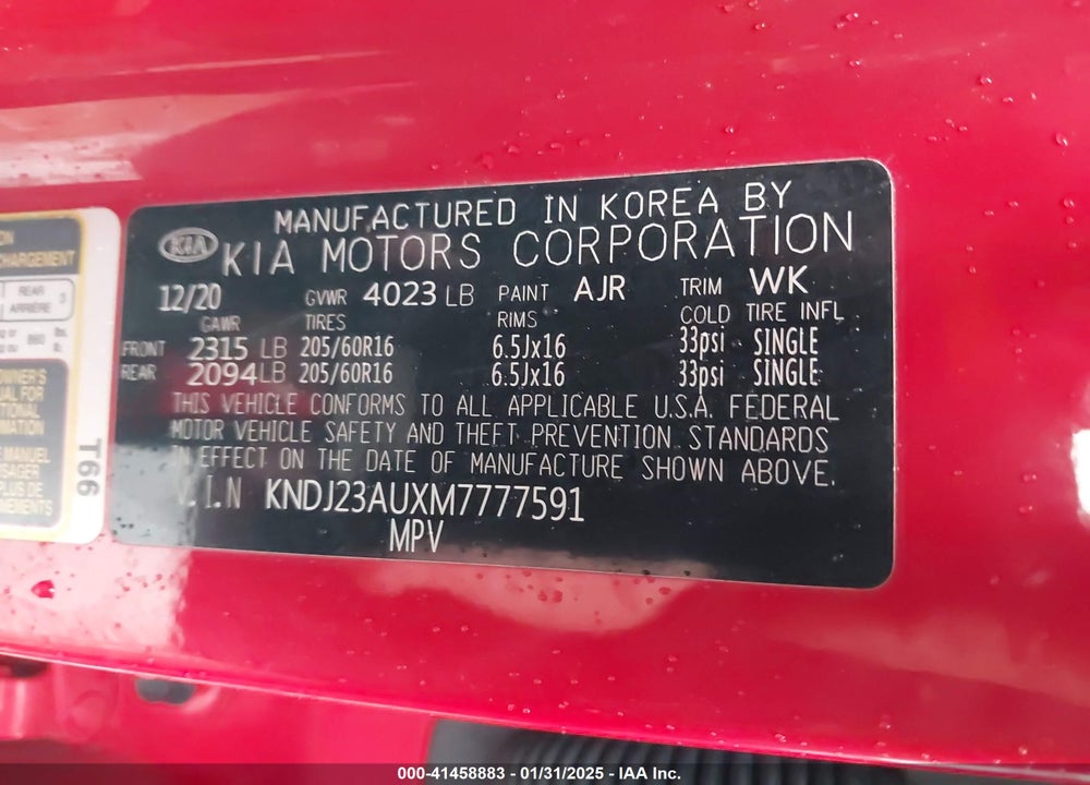 2021 KIA SOUL VIN: KNDJ23AUXM7777591