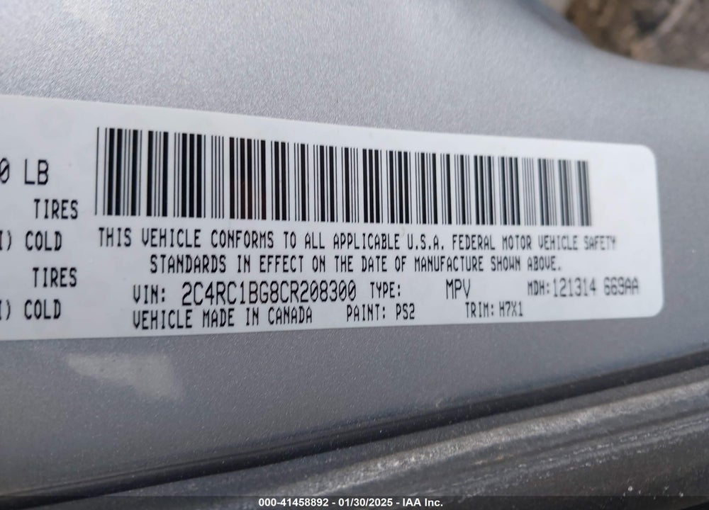 2012 CHRYSLER TOWN & COUNTRY TOURING VIN: 2C4RC1BG8CR208300