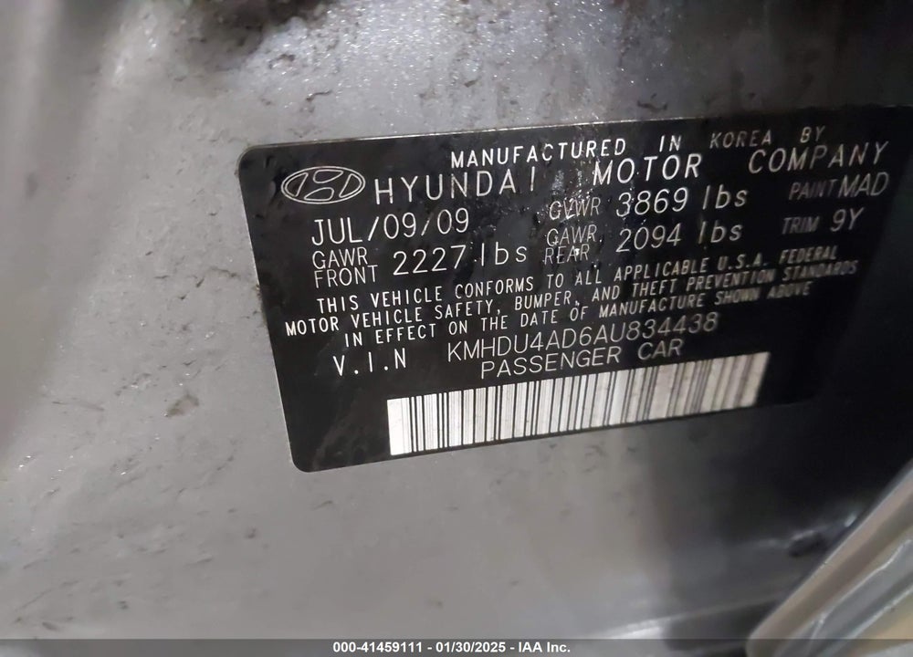 2010 HYUNDAI ELANTRA GLS VIN: KMHDU4AD6AU834438