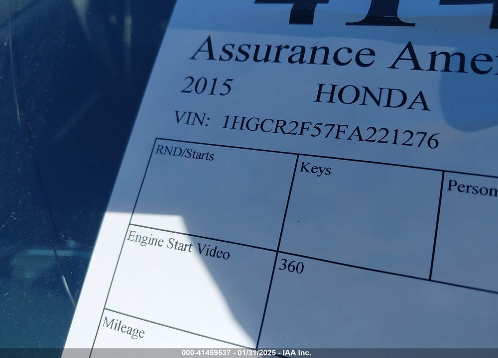 2015 HONDA ACCORD SPORT VIN: 1HGCR2F57FA221276